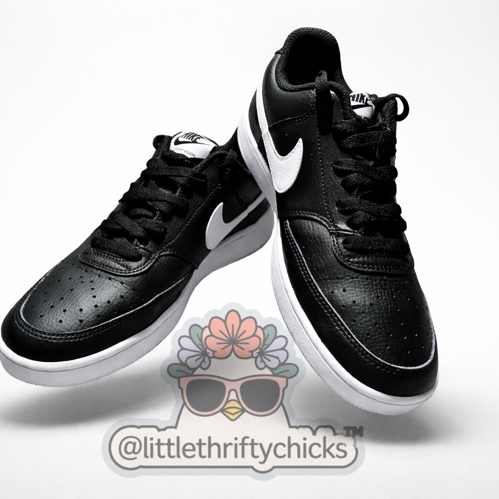 Nike Court Vision Low Black White Sneakers Women’s Size 10